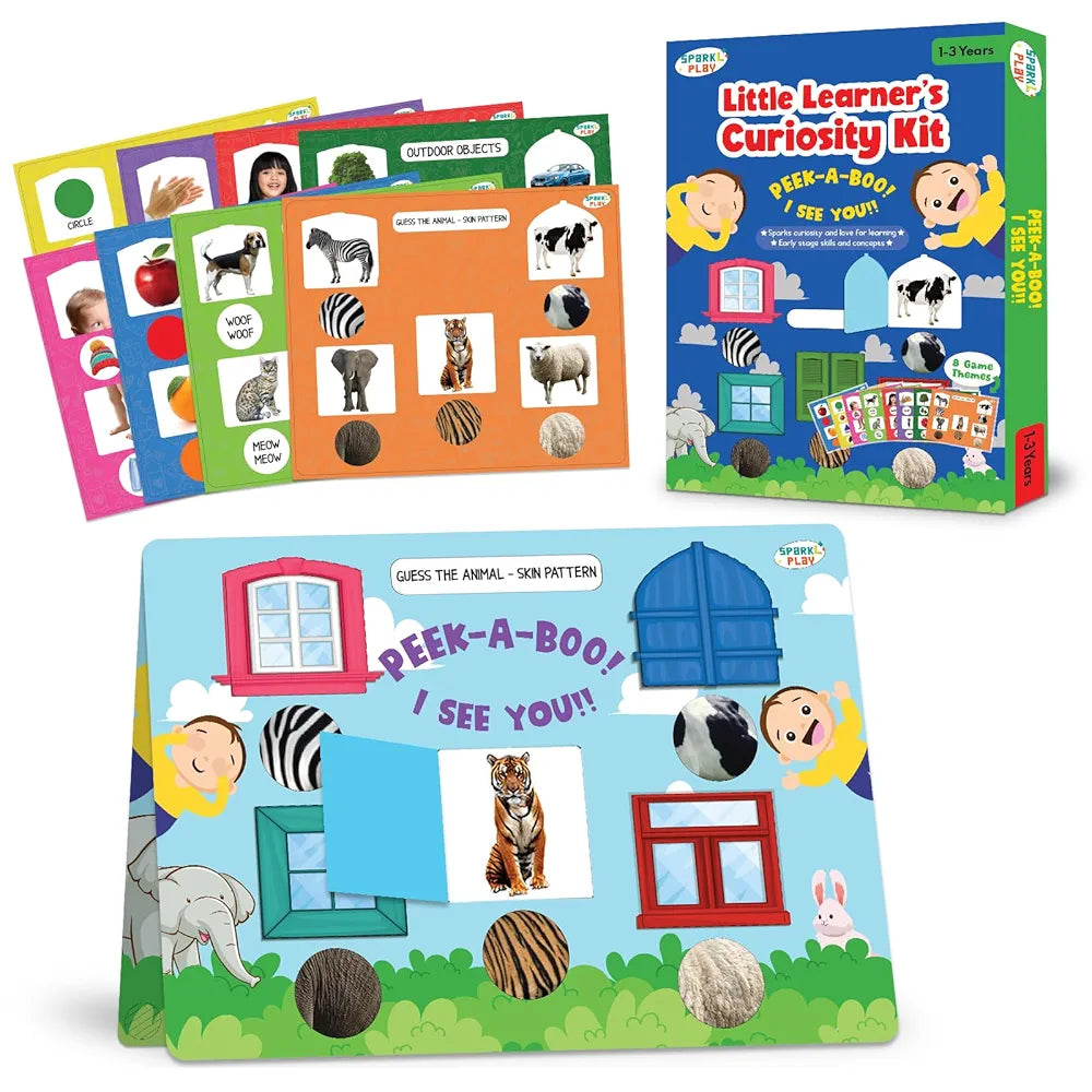 SparkLPlay Busy Book for Toddlers 1–3 | Peek A Boo Curiosity Kit | Montessori Activity Binder & Educational Toy | Learn Body Parts, Shapes, Emotions, Sounds | Birthday Gift for Boys & Girls Ages 1–3