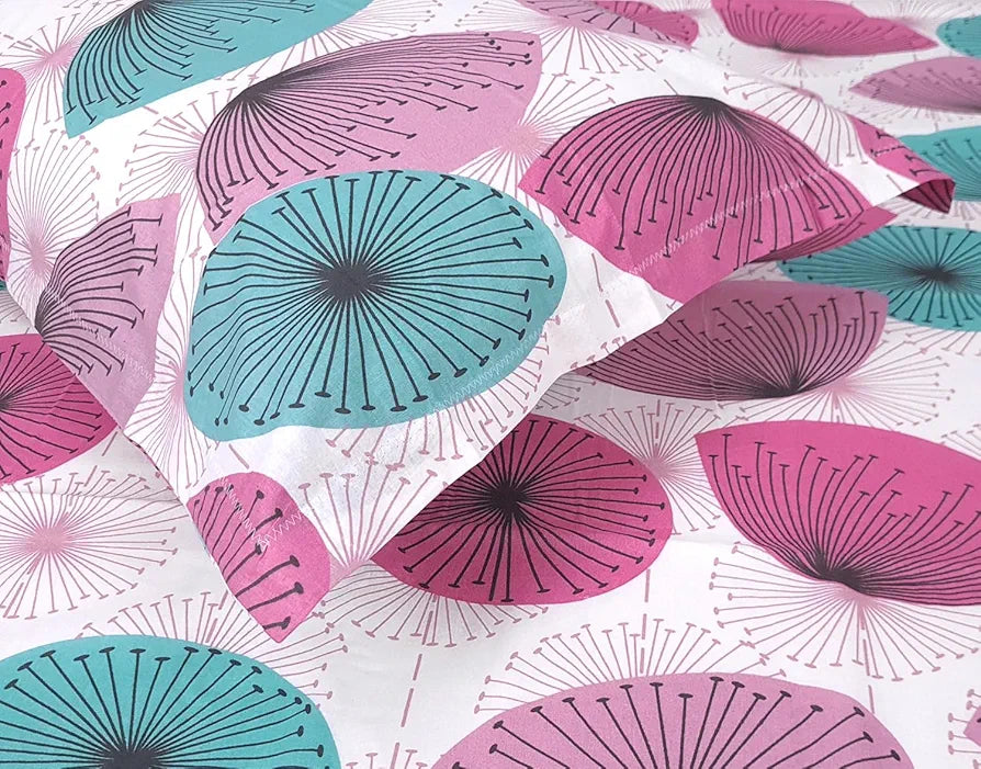 Divine Casa 144 TC 100% Cotton Single Bedsheet with 1 Pillow Cover Floral Pattern Colour Dusty Pink