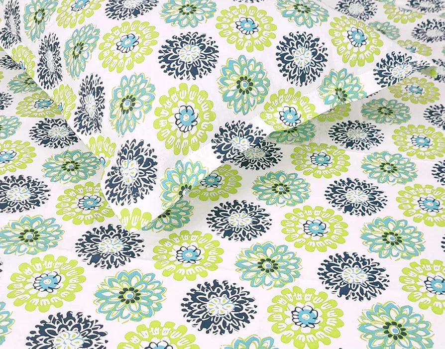 Divine Casa 144 TC 100% Cotton Single Bedsheet with 1 Pillow Cover  Flral Pattern Colour Calery