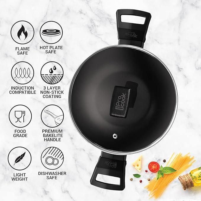 Milton Pro Cook Black Pearl Aluminium Induction Kadhai, 24 Cm /2.8 L, Grey - 1353 gms