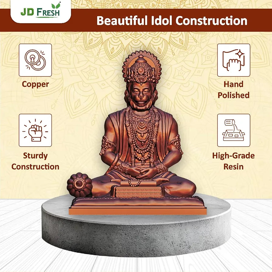 Jd Fresh 4.5 Inch Bajrangbali Statue with Gada - Copper