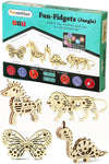 Funvention Engineered Jungle Wood Fun Fidgets DIY Miniature Mechanical Lion Unicorn Dino and Butterfly Models STEM Learning 3D Puzzle Kit -Set of 4