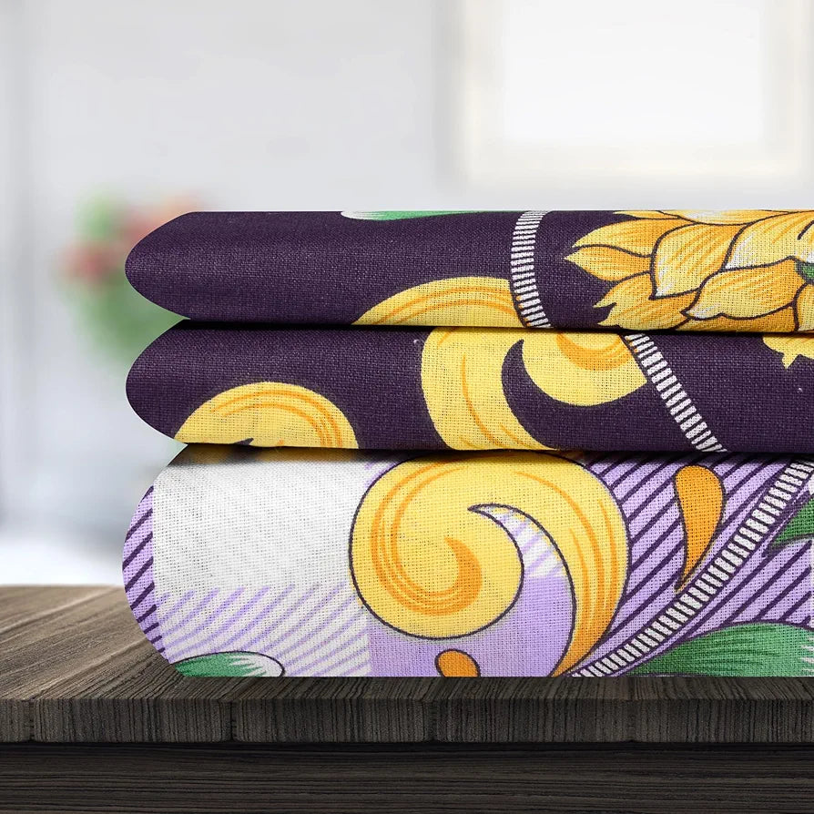 Divine Casa 144 TC 100% Cotton Bedsheet for Single Bed Floral Print with 1 Pillow Cover Colour Royal Lilac