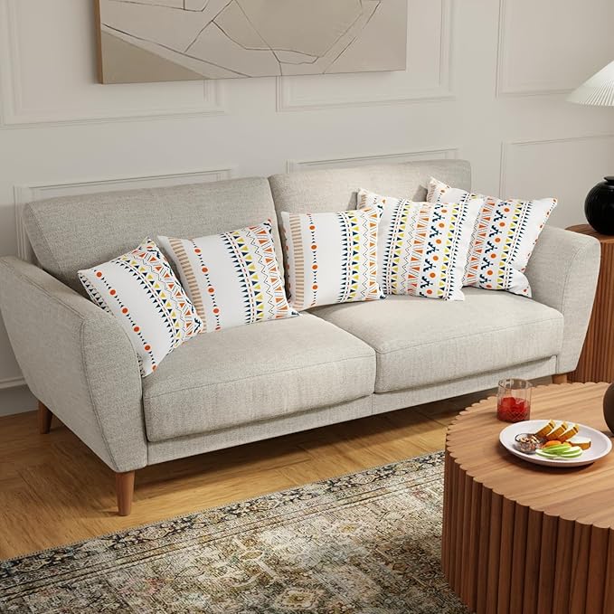 Urban Space Decorative Cotton Cushion Cover Set of 5 Colour Ikat Orange