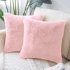 Luxe Home Cushion Cover Duble Side Rabbit Fur Plain Design Covers Set of 2 for Sofa Colour Peach