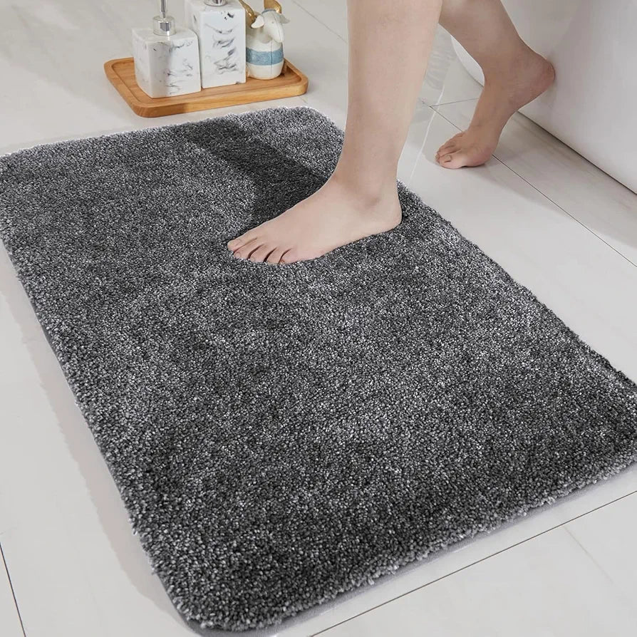 Luxe Home International Microfibre Rectangular Bath Mat Super Soft Anti Skid Newman Mats For Bathroom Colour Grey