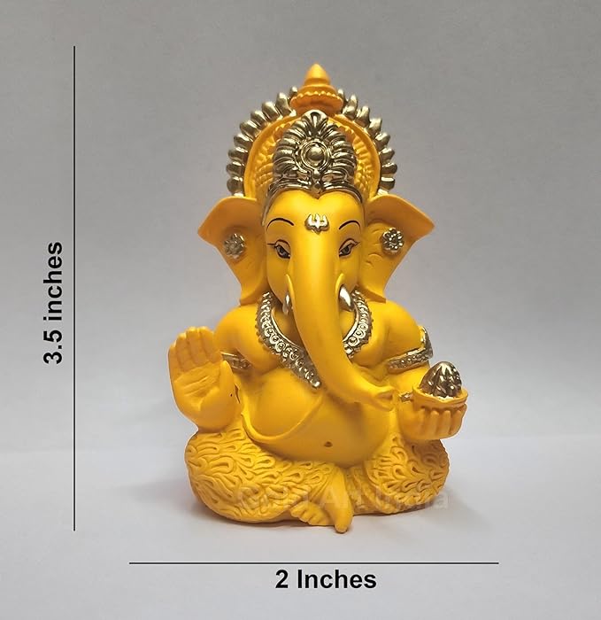 Gold Art India Mango terracotta Finish Ganesha for Car Dashboard Home Decor Gifting Diwali Birthday Festivals