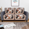 Kuber Industries Set of 4 Velvet 2 Seater Sofa Covers for Living Room Triangular-Cream & Brown