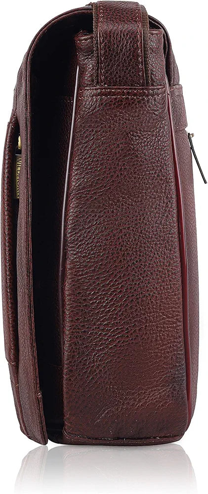 WildHorn Leather Messenger Bag for Men/Office Bag for Men | Fits Upto 15.6 Inch Laptop/MacBook | Laptop Bag/Leather Bag for Men I Dimension : L-16 inch W-3.5 inch H-12 inch
