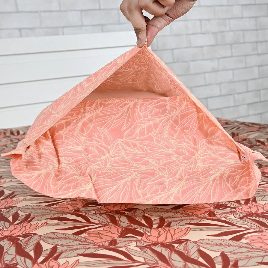 Divine Casa 144 TC 100% Pure Cotton Double Bed Bedsheet with 2 Pillow Covers Tropical Floral Colour Coral Peach