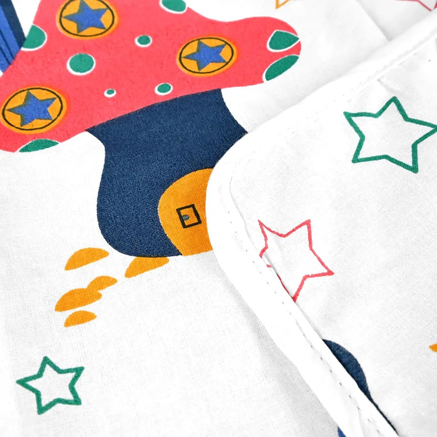 Divine Casa Pure Cotton Printed Single Dohar for Newborn Baby 120 GSM Soft & Lightweight Throw Blanket Colour Rosin White