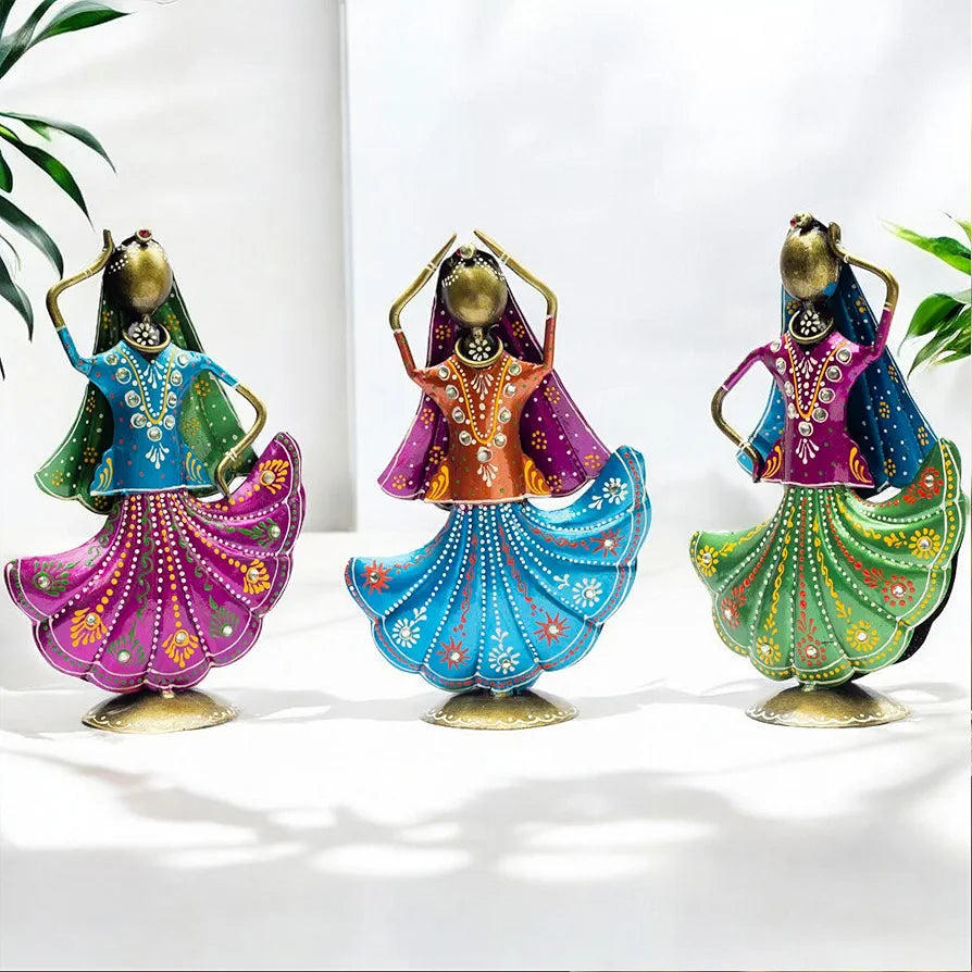Kraftskala Set of 3 Metal Figurine Dancers Home Decor Item for Living Room
