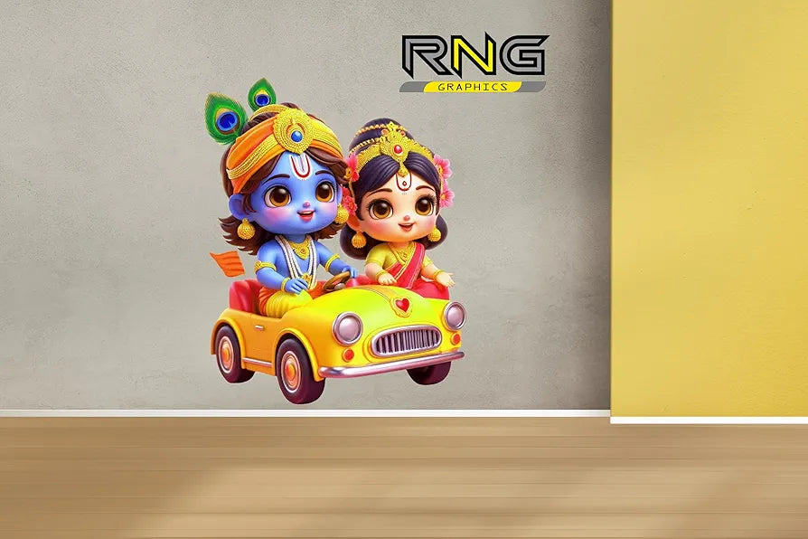 Rng Graphics Pvc Vinyl Krishna Wall Sticker Radha Krishna Wall Stickers Multicolor 56cm X 45cm DW-121L