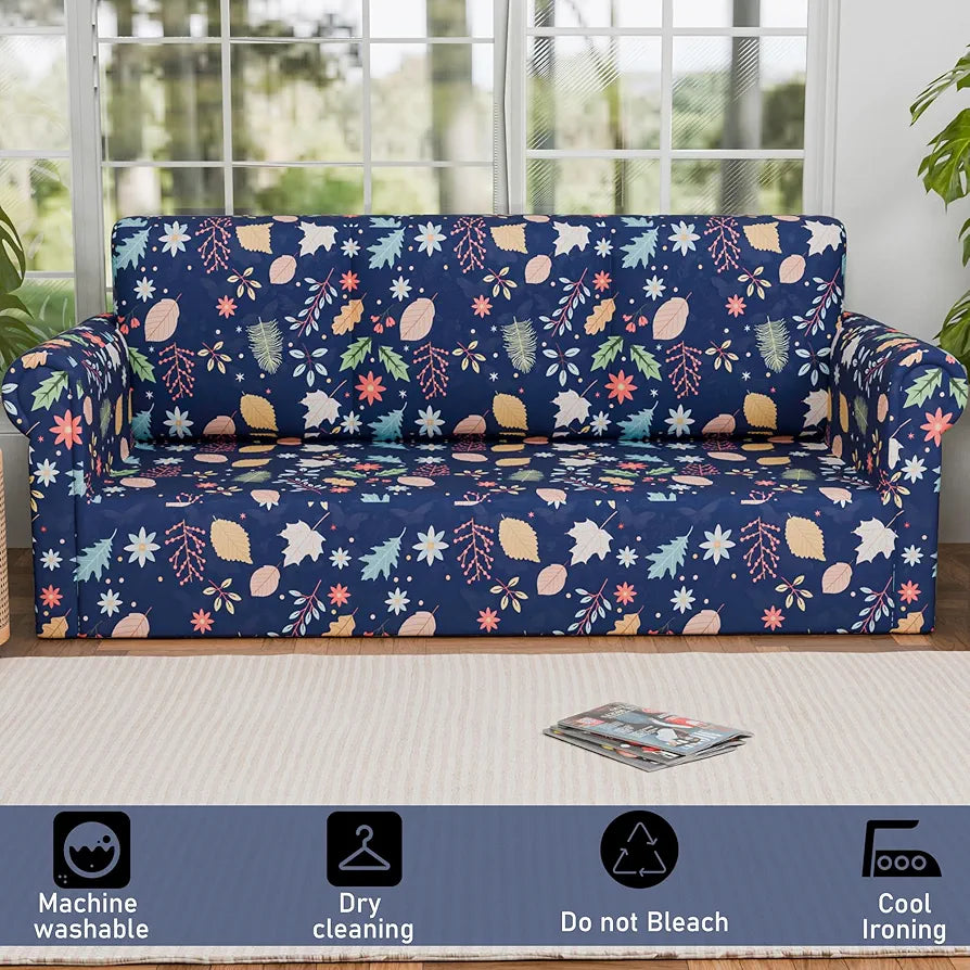 Kuber Industries Elastic Sofa Cover 3 Seater Stretchable Blue Colour