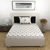 Divine Casa Bedsheet for Single Size Bed 144 TC Cotton Bedsheet for Single Size Bed with 1 Pillow Cover  Floral Colour Amber Grey