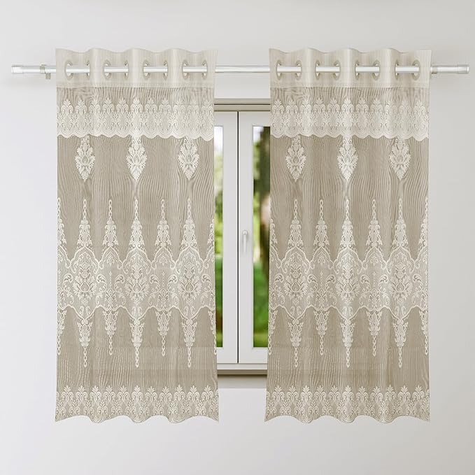 Kuber Industries Darkening Window Curtains Sheer Curtain with 8 Rings SY15ZZ Cream Colour