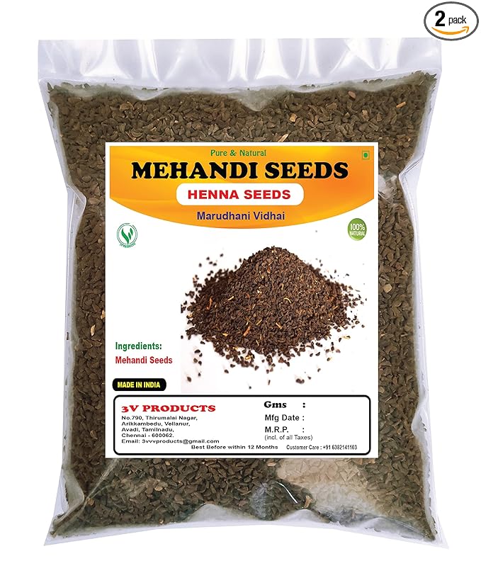 3V  Products  Dried Mehendi Seeds - 100 gms - Pack of 2