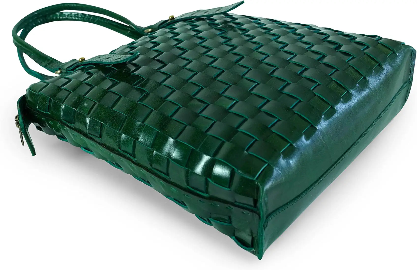 Goatter Genuine Leather Handmade Women's Tote Bag,Green Color