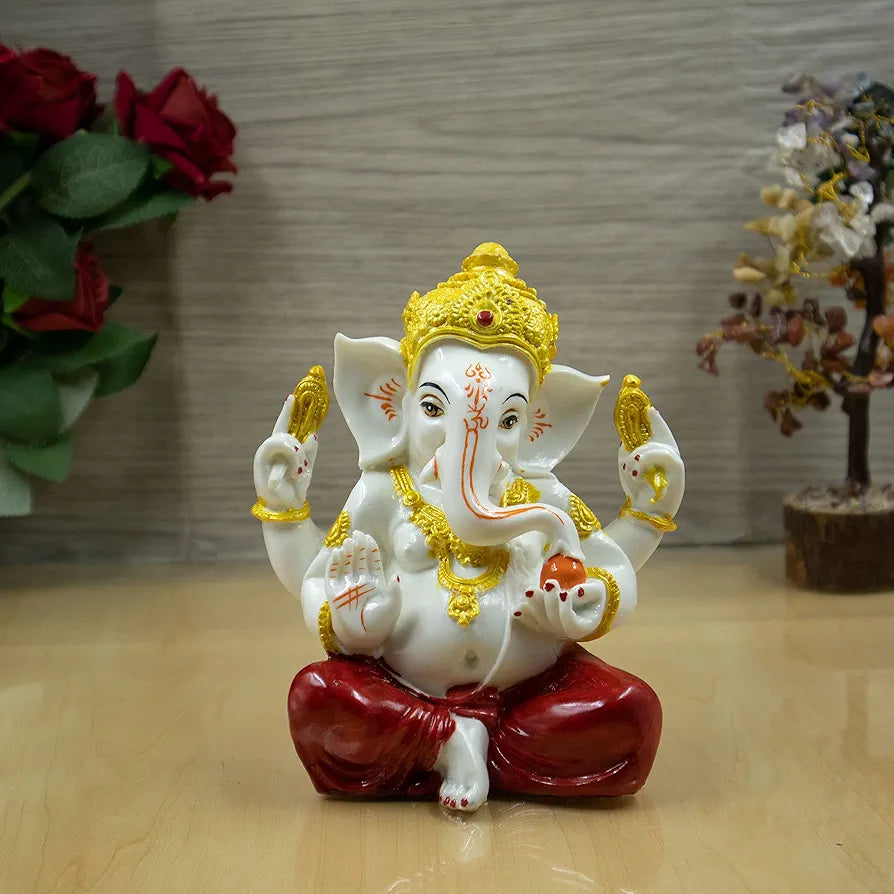 Jaipur Ace Ganesh Idol Vinayaka Statue Ganpati Murti Car Dashboard Sitting Ganesha Red