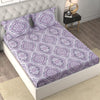 Cloth Fusion Glace Cotton Bed Sheet King Size Bed with 2 Pillow Covers 150 TC Floral Bedsheet Mauve Mandalas Colour