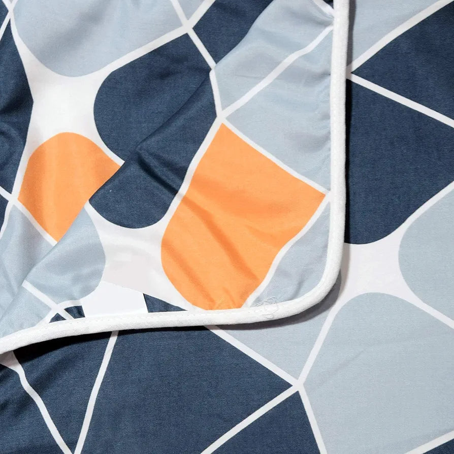 Divine Casa 120 GSM Microfiber Single Kids Dohar Soft & Lightweight Throw Blanket Geometric Pattern Colour Blue-Grey & Orange