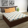 Divine Casa 144 TC Cotton Bedsheet for Double Bed with 2 Pillow Cover Colour Teal Mustard