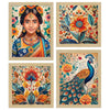 ArtX Paper Madhubani Madhubani-SO4-06 Art Paintings with Frame Multicolor Set of 4