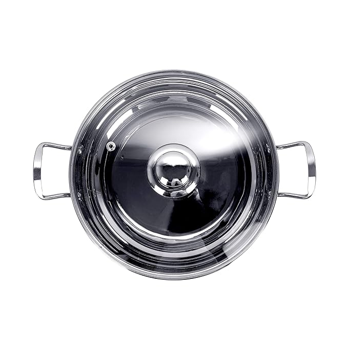Sumeet Stainless Steel Kadhai with Glass Lid (Silver 3.8 L)