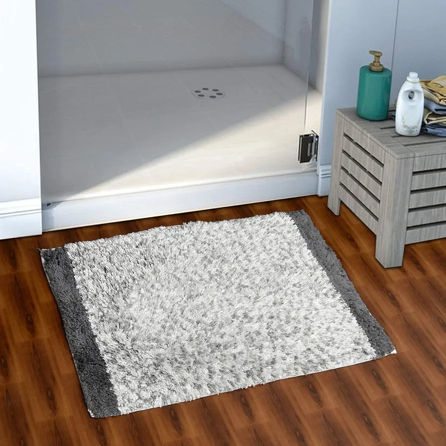 Aerohaven Glorious Super Soft Microfiber Abstract Moroccan Stripe Designer Anti Slip Bathmat Grey Colour
