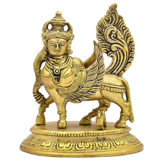 The Advitya Brass Holy Kamdhenu Standing Idol Cow Nandi Murti for Blessings at Home & Office Pooja and Show Piece for Home Decor