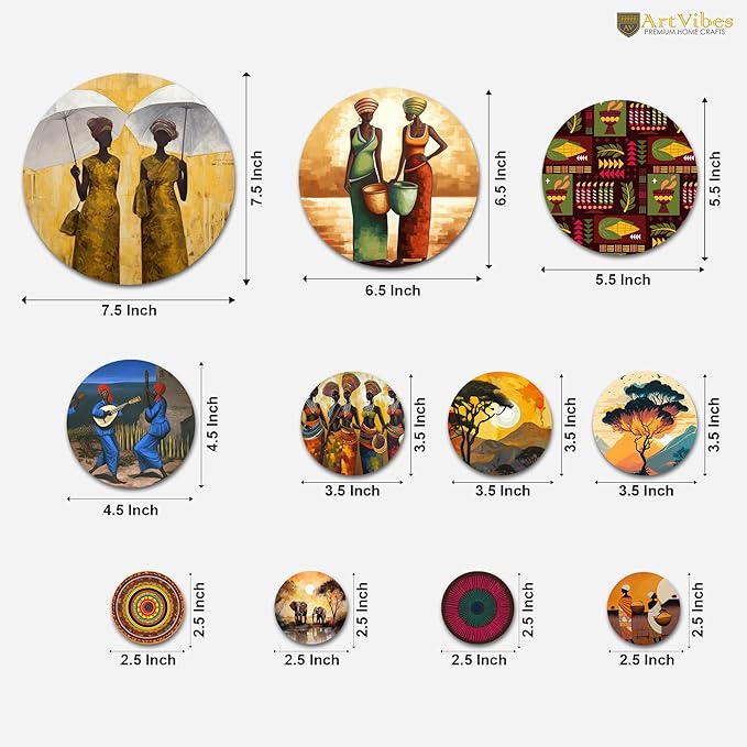 Artvibes Decorative Wooden Wall Hanging Decoration Item for Home | Pack of 11 Pieces