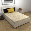 Divine Casa 144 TC Pure Cotton Single Size Bedsheet with 1 Pillow Cover Regal Paisley Colour Cream Golden Yellow