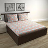 Divine Casa 144 TC Pure Cotton Double Bed Bedsheet with 2 Pillow Covers Floral Breeze Colour Coral Aqua
