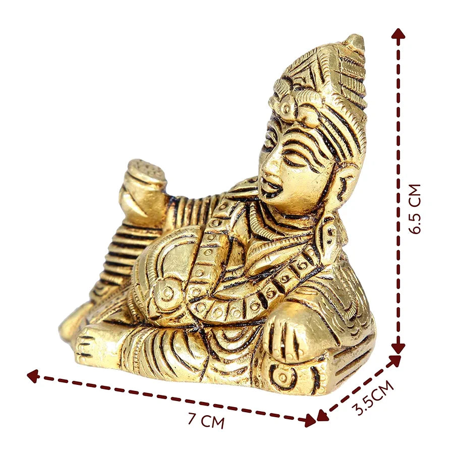 Anciently Kuber Maharaj Murti | Kuber Maharaj Idol | Kuber Maharaj Ki Murti Brass, 6.5Cm Height, Gold Colour, 1 Piece