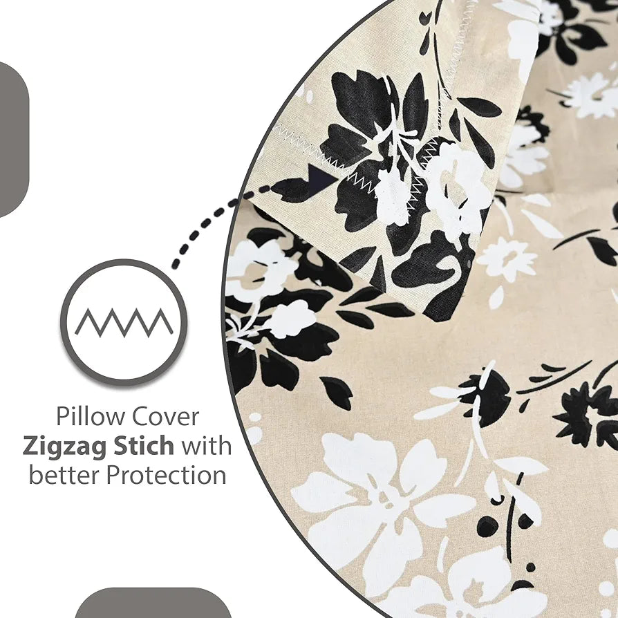 Divine Casa Bedsheet for Single Size Bed 144 TC Cotton Bedsheet for Single Size Bed with 1 Pillow Cover  Floral Colour Beige Sunflower