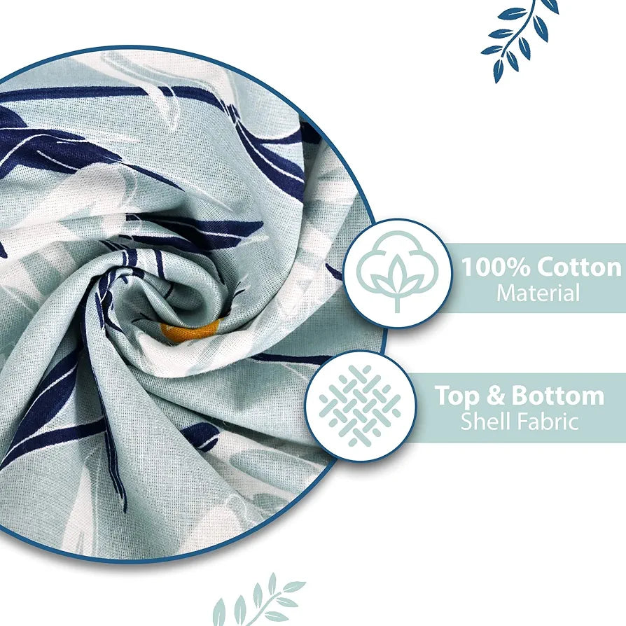 Divine Casa Floret 100% Cotton Single Dohar 120 GSM Soft & Lightweight Throw Blanket Colour Water Orchid