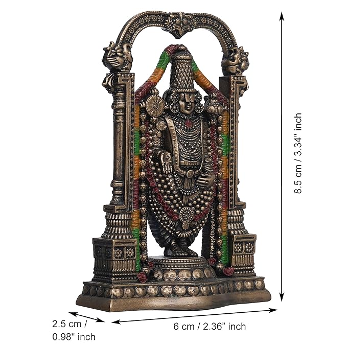 Ecraftindia Handcrafted Polyresin Bronze Tirupati Balaji Idol | God Venkateswara Statue