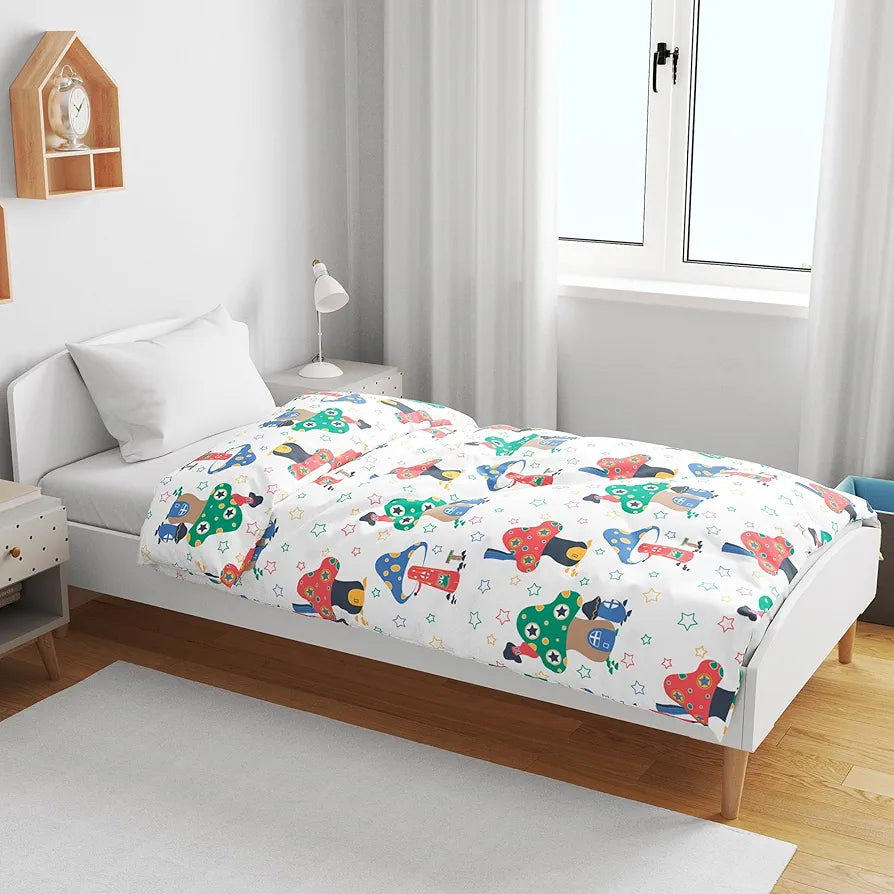 Divine Casa Pure Cotton Printed Single Dohar for Newborn Baby 120 GSM Soft & Lightweight Throw Blanket Colour Rosin White