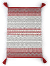 Sashaa World Handwoven Cotton Rug Colour Red and Grey