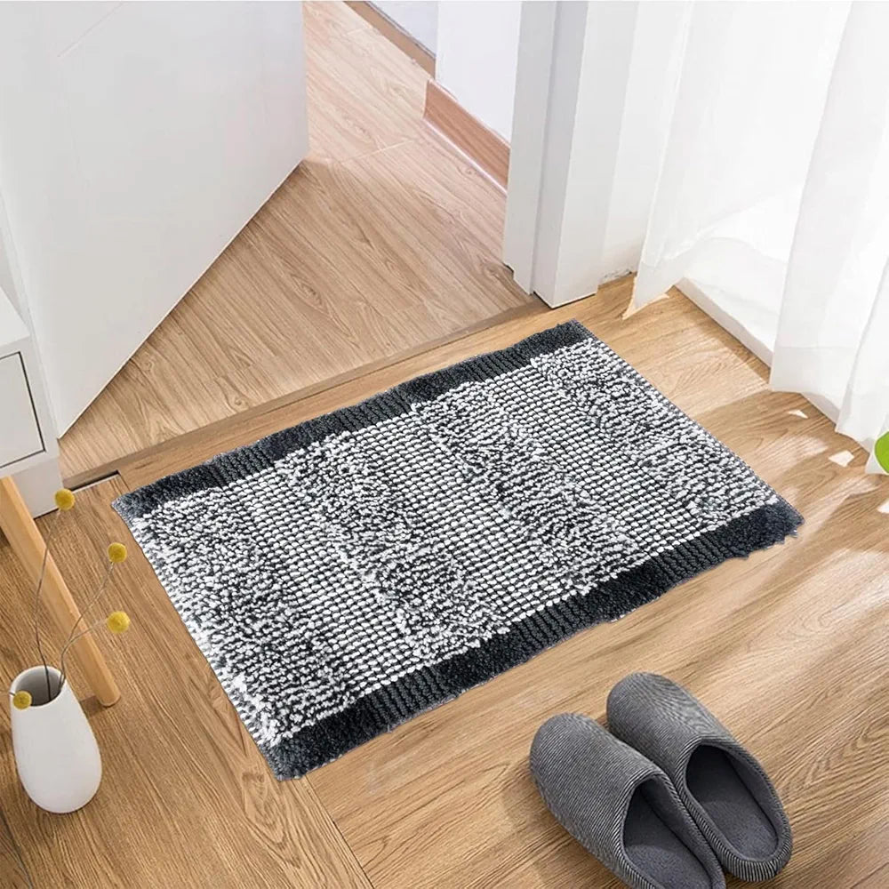Kuber Industries White Cut Loop Microfiber Entrance Mat Gray Colour