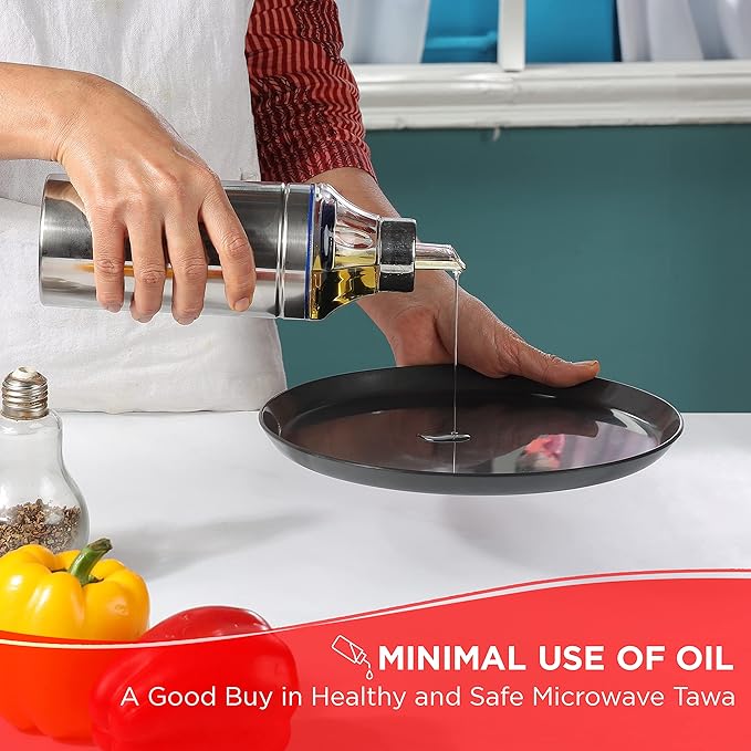 Vinod Hard Andised Non Stick Microwave Safe Tawa - 25cm | 3.25mm Thickness | Round Baking Plate Pan Tawa