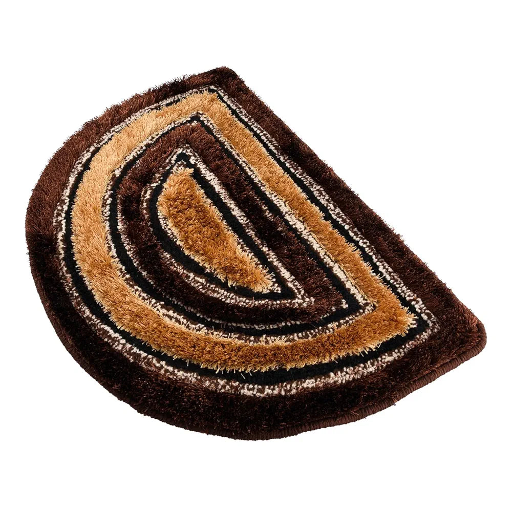 Kuber Industries Door Mat D Shape Fur Doormat Microfiber Golden & Brown