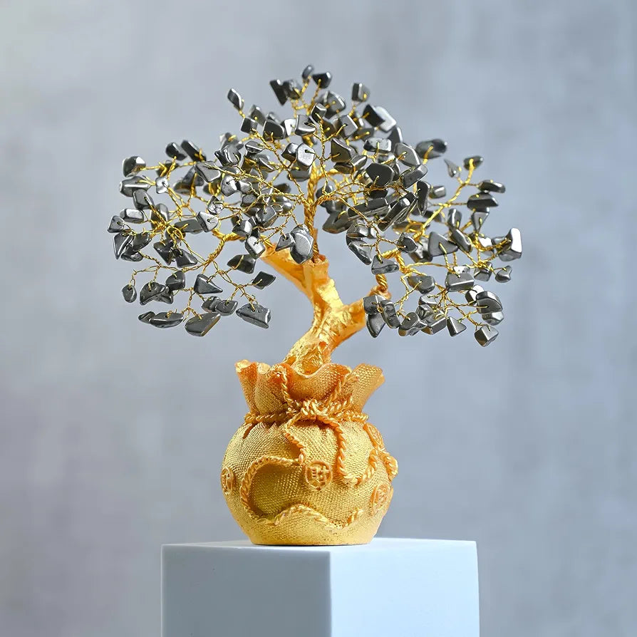 Zaicus Pyrite Crystal Tree for Wealth & Prosperity Feng Shui Money Tree with Golden Pot