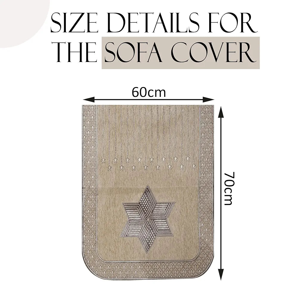 Kuber Industries Set of 6 Durable 2+1 Seater Sofa Cover for Living Room Star Print Cream & Brown