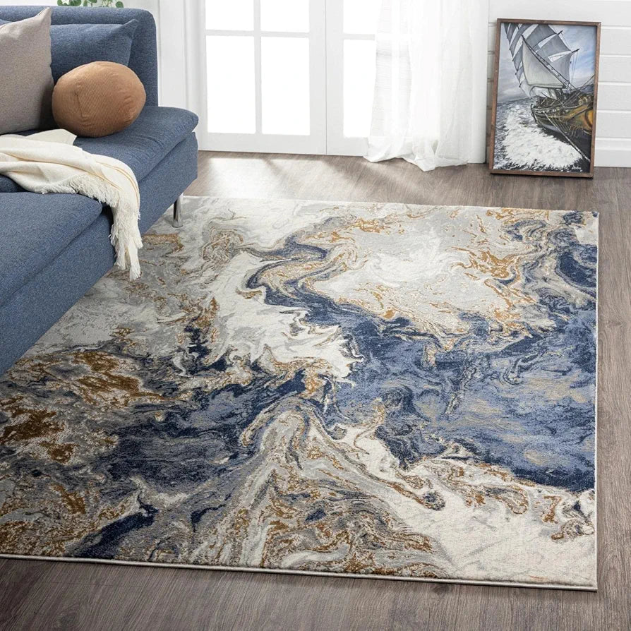 ishro home Feet 3D Jet Multi Printed Carpet Rug Runne Colour Marbles 3 x 5 Feet