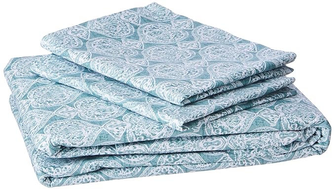 Huesland by Ahmedabad Cotton 144 TC Cotton King Size Bedsheet with 2 Pillow Covers - Turquoise Blue