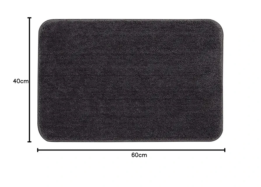 Saral Home Easy Living Microfiber Solid Rectangle Anti-skid Bath Mats Colour Grey (Pack Of 2)