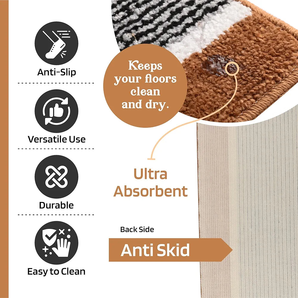 Kuber Industries Anti-Skid Water-Absorbent Door Mats for Home Micro Wings Lining Golden