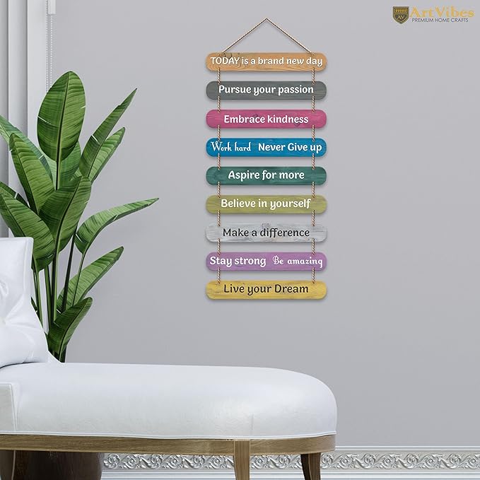Artvibes Decorative Positive Quote Printed Wooden Wall Hanging for Home Decor Items