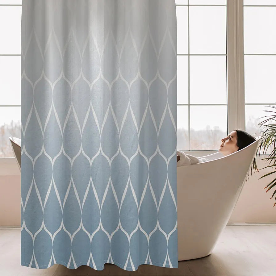 Homethreads Embrace Luxury with Our 6-Feet Long Premium Polyester Shower Curtain with 12 Hooks for a Lavish Bathroom, Machine Washable Blue